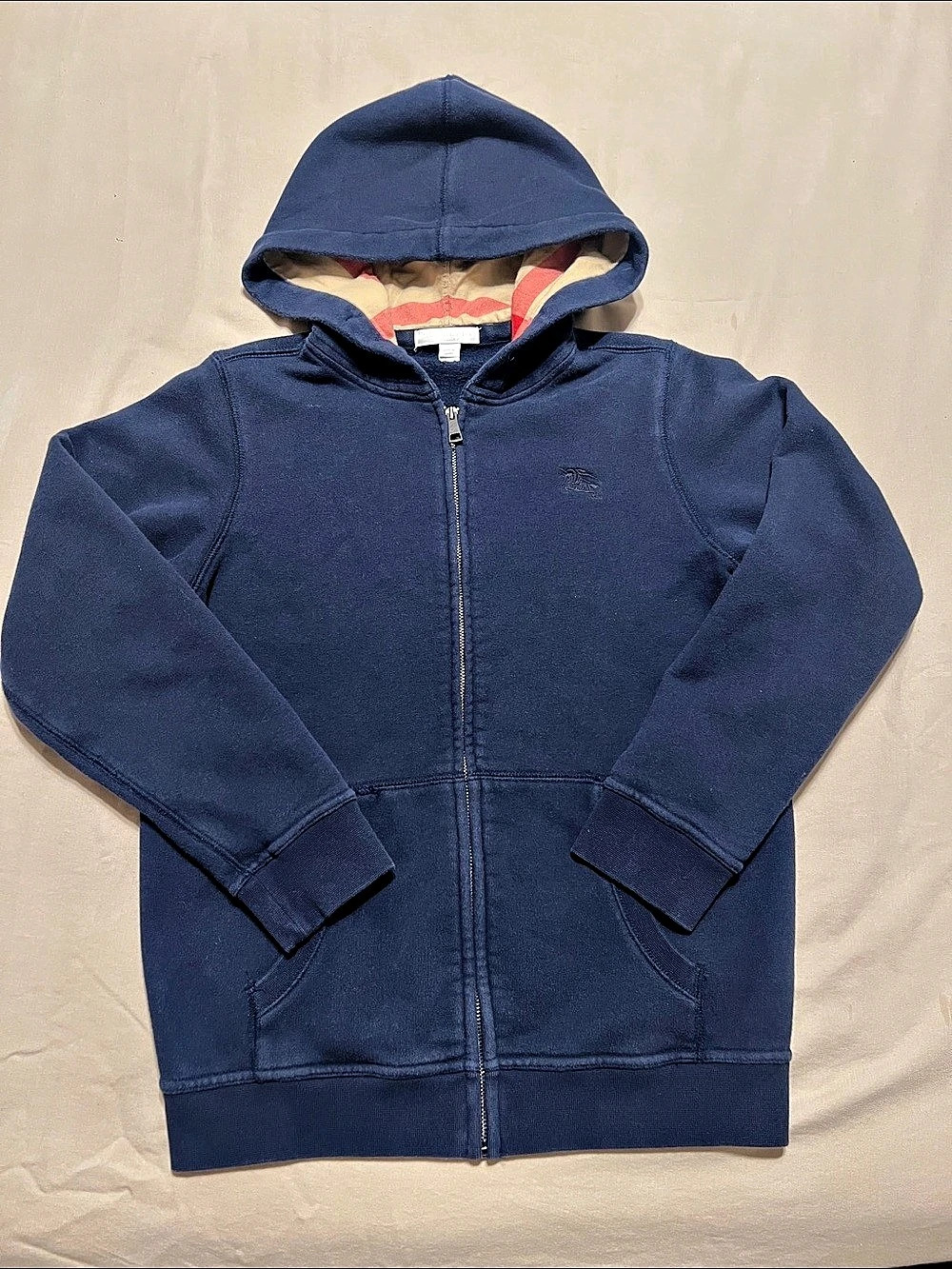 Burberry Children Check-Lined Zip Hoodie Blue Kids 12Y